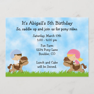 Pony Party Geburtstagseinladungen für Mädchen und  Einladung