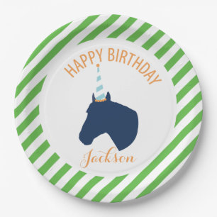 Pony-Party-personalisiertes Papierplatten-Grün Pappteller