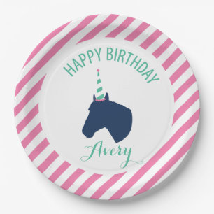Pony-Party-personalisiertes Papierplatten-Rosa Pappteller