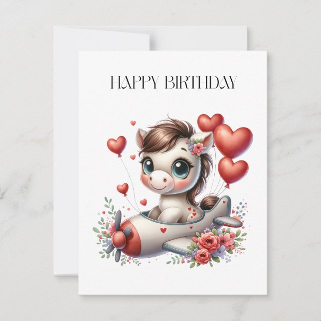Pony Pilot Geburtstag Einladung (Vorderseite)