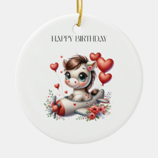 Pony Pilot Geburtstag Keramik Ornament