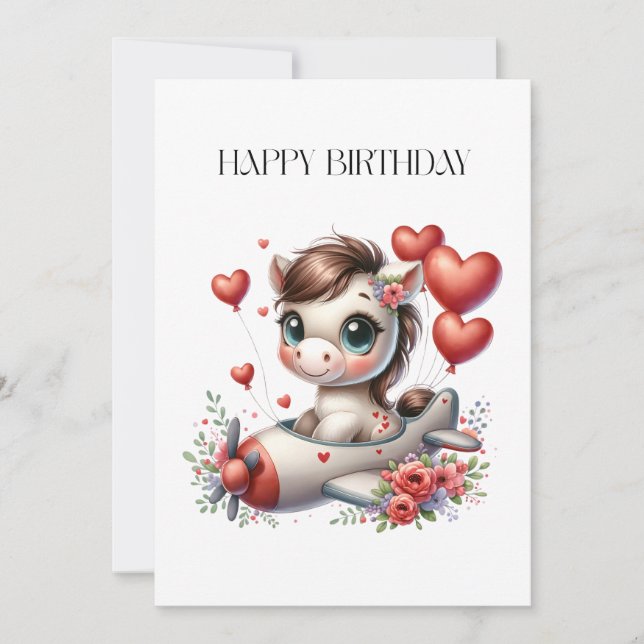 Pony Pilot Geburtstag Mitteilungskarte (Vorderseite)