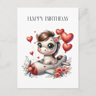 Pony Pilot Geburtstag Postkarte
