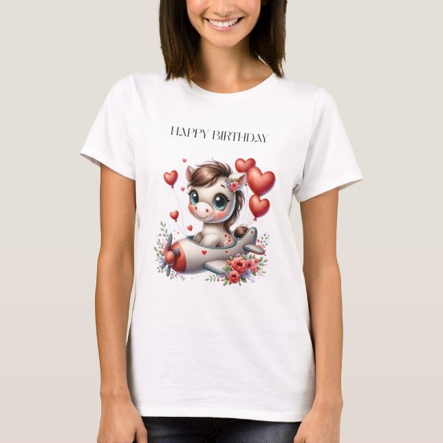 Pony Pilot Geburtstag T-Shirt (Vorderseite)