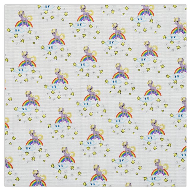 Pony Rainbow Clouds Fabric Stoff (Muster)
