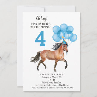 Pony Ride Blue Birthday Party // Pferd Birth-neigh Einladung