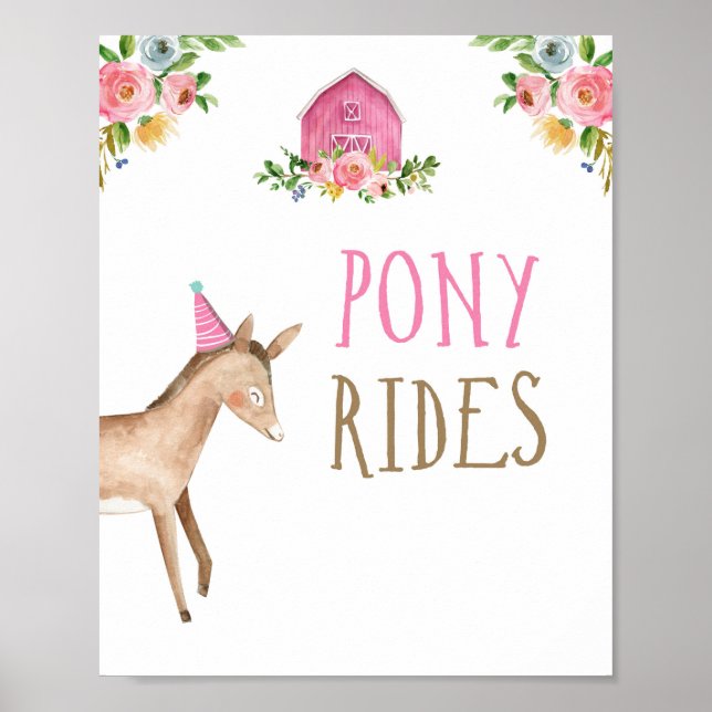 Pony Rides Farm Animals Barnyard Girl Geburtstag Poster (Vorne)