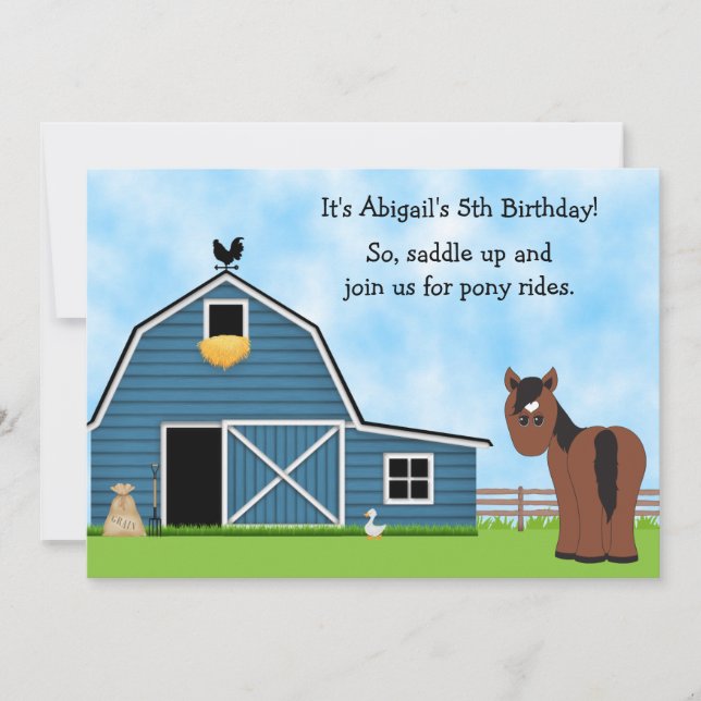 Pony Rides Reitsport Girl's Birthday Einladung (Vorderseite)