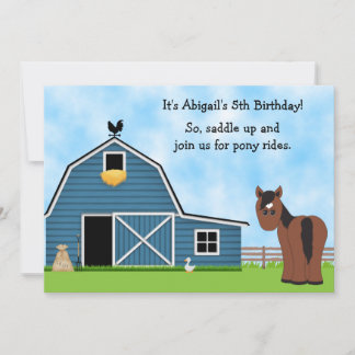 Pony Rides Reitsport Girl's Birthday Einladung