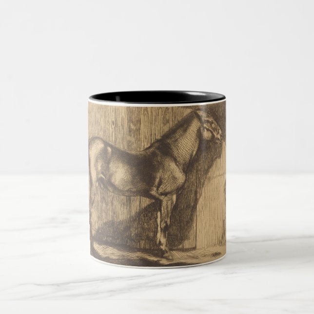 Pony-Sketch (von Paul-Albert Besnard) Zweifarbige Tasse (Mittel)