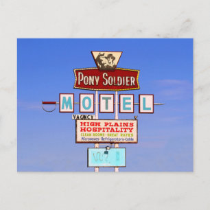 Pony Soldier Motel-Schild, Tucumcari, N.M. Postkarte