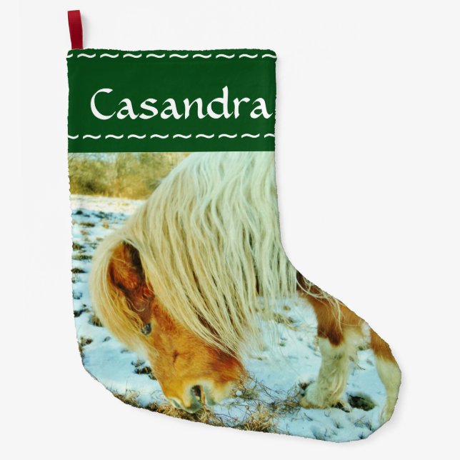 Pony, Weihnachtspferd im Schnee Großer Weihnachtsstrumpf (Vorderseite)