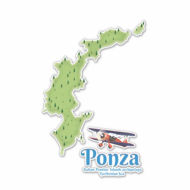 Ponza Italienische Inselkarte. Aufkleber (Vorderseite)