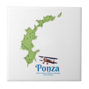 Ponza Italienische Inselkarte. Fliese