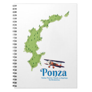 Ponza Italienische Inselkarte. Notizblock