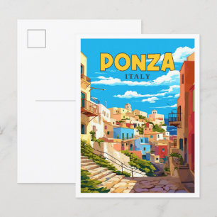 Ponza Italy Vintage Illustration Postkarte