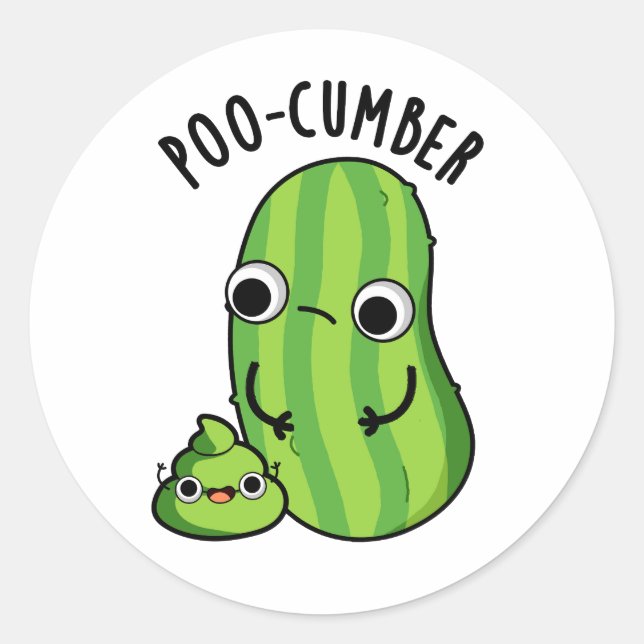 Poo cumber Funny Cucumber Pun Runder Aufkleber (Vorderseite)