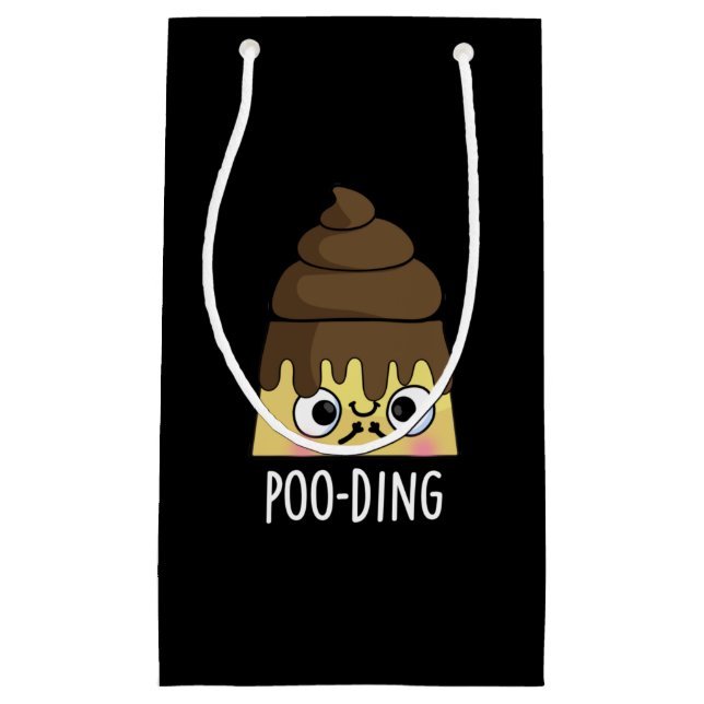 Poo-ding Funny Kack Pudding Pun Dark BG Kleine Geschenktüte (Vorderseite)