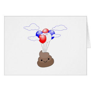 Poo Emoji fliegen mit Balloons