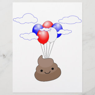 Poo Emoji fliegen mit Balloons
