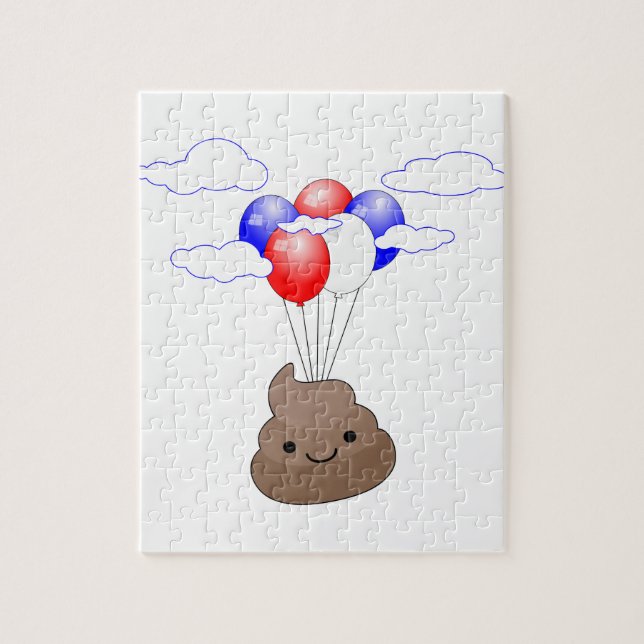 Poo Emoji fliegen mit Balloons (Vertikal)
