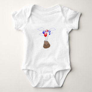 Poo Emoji fliegen mit Balloons Baby Strampler