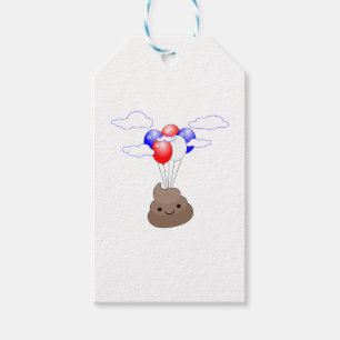 Poo Emoji fliegen mit Balloons Geschenkanhänger