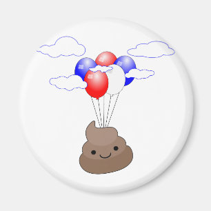 Poo Emoji Flug mit Balloonen Magnet