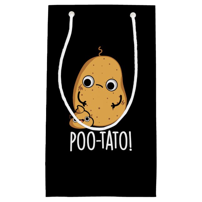 Poo tato Funny Veggie Kack Pun Dark BG Kleine Geschenktüte (Vorderseite)