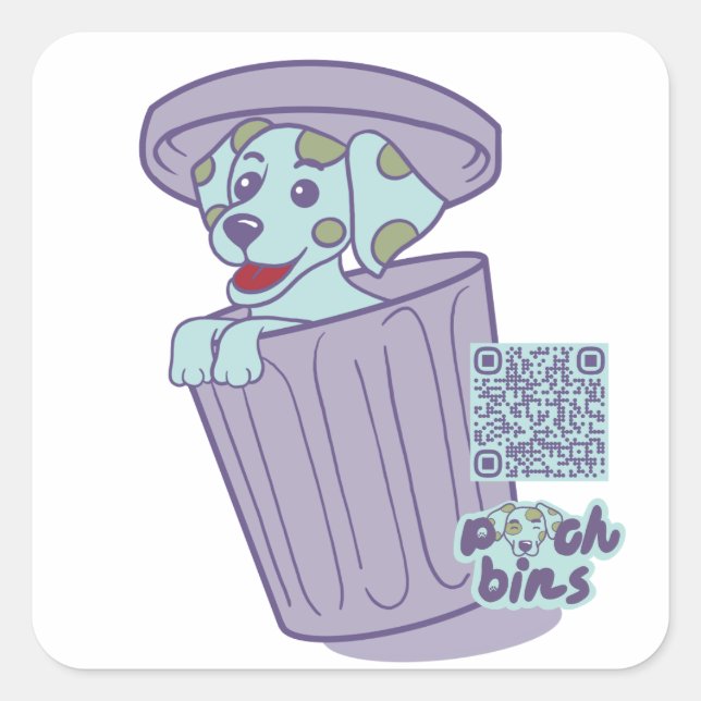 Pooch Bins Dalmatiner Quadratischer Aufkleber (Vorderseite)