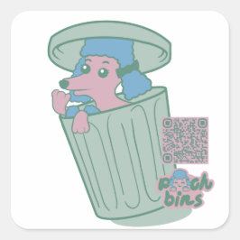 Pooch Bins Poodle Quadratischer Aufkleber
