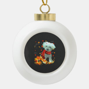 Poochon Herbstschal - Hunde Herbstlaub Keramik Kugel-Ornament