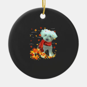 Poochon Herbstschal - Hunde Herbstlaub Keramik Ornament