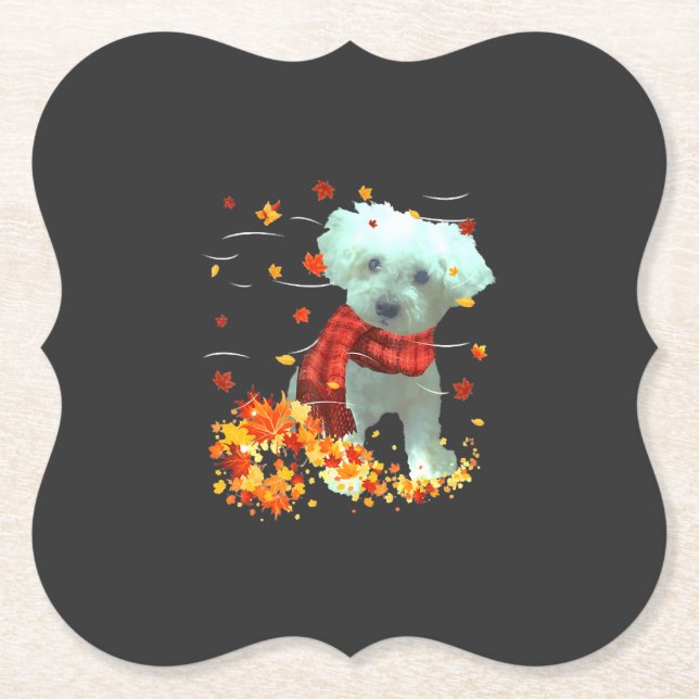 Poochon Herbstschal - Hunde Herbstlaub Untersetzer (Vorderseite)