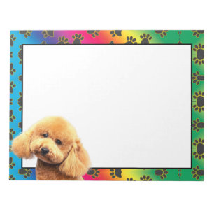 Poodé coloré chien patte motif bloc-notes