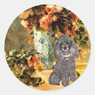 Poodle (8S) - Blumenvase Runder Aufkleber