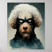 Poodle als Superhelden verkleidet