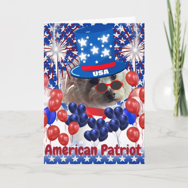 Poodle American Patriot Grußkarte Karte (Vorderseite)