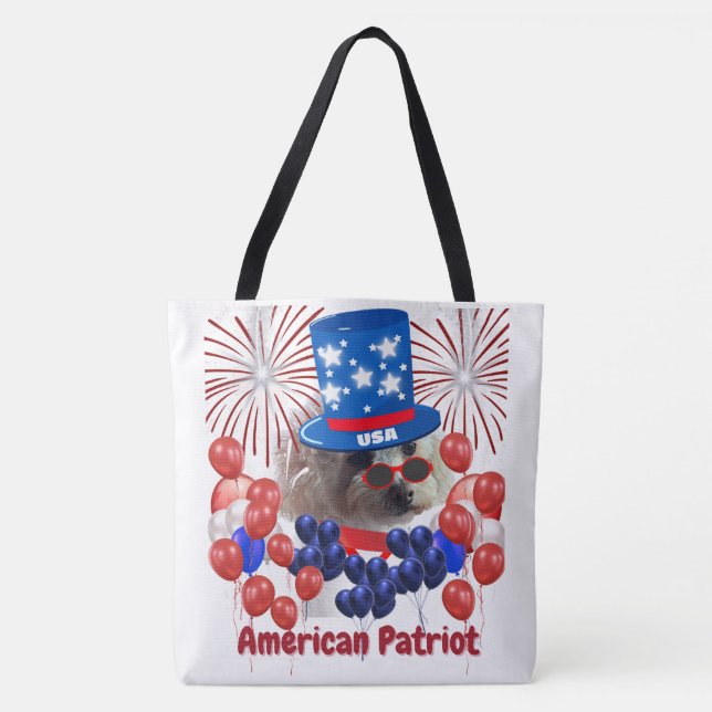 Poodle American Patriot Tote Bag Tasche (Vorderseite)