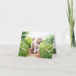 Poodle and Garden Path Note Card Dankeskarte
