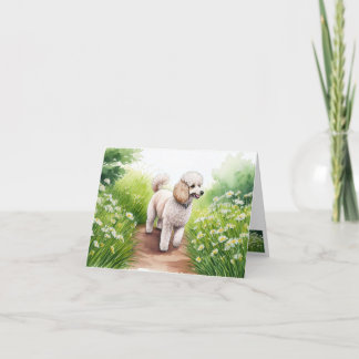 Poodle and Garden Path Note Card Dankeskarte