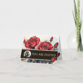 Poodle and Roses Invitation Dankeskarte