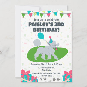 Poodle Anniversaire Invitation