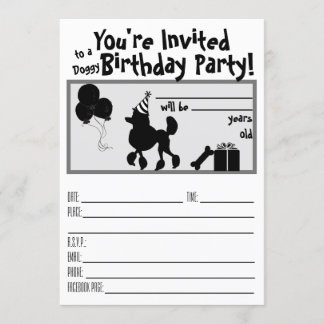 Poodle Anniversaire Invitation