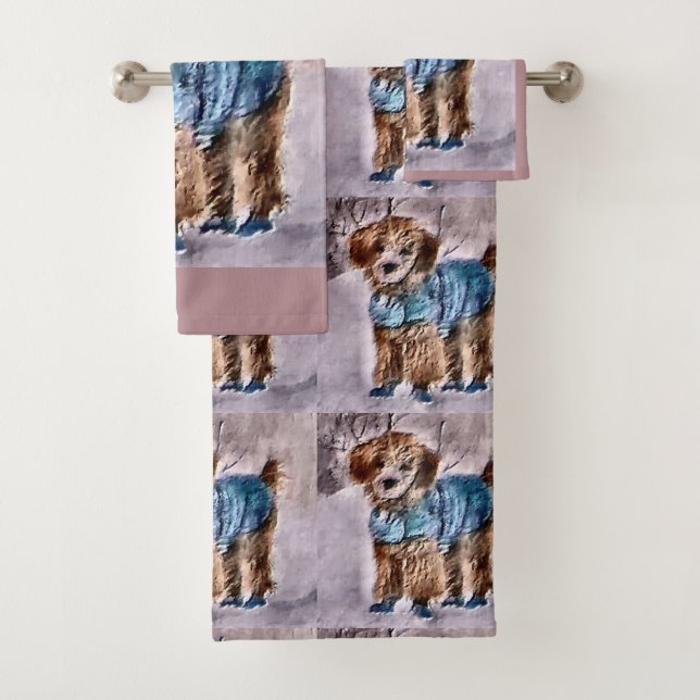 Poodle Art Christmas Badhandtuch Set (Insitu)