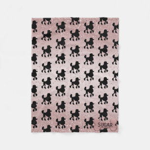 Poodle auf Rose Gold Glitzer Fleecedecke