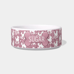 Poodle auf Rose Rosa Glitzer Napf