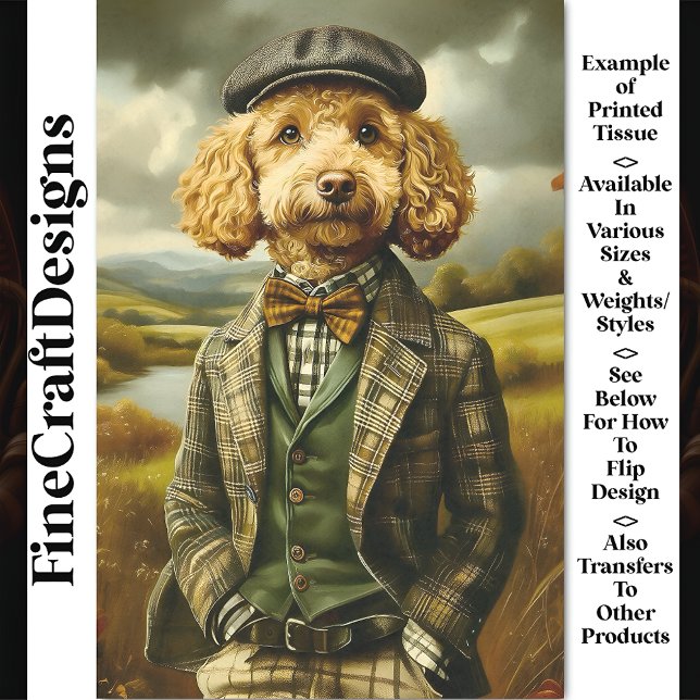 Poodle Bauer Portrait in Landschaft CG5 Decoupage Seidenpapier (Von Creator hochgeladen)