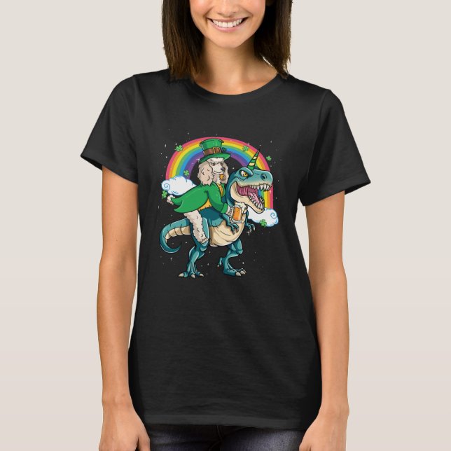 Poodle Beer Dino Rex Horn Rainbow Dog T-Shirt (Vorderseite)