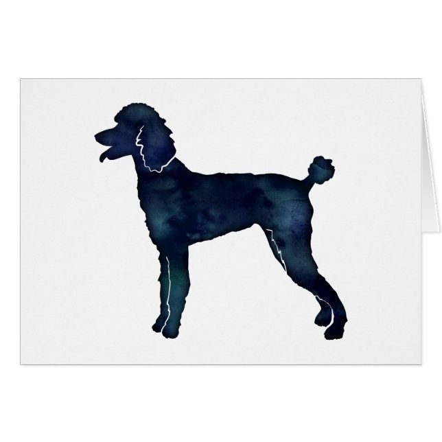 Poodle Black Watercolor Silhouette Card (Vorderseite (Horizontal))